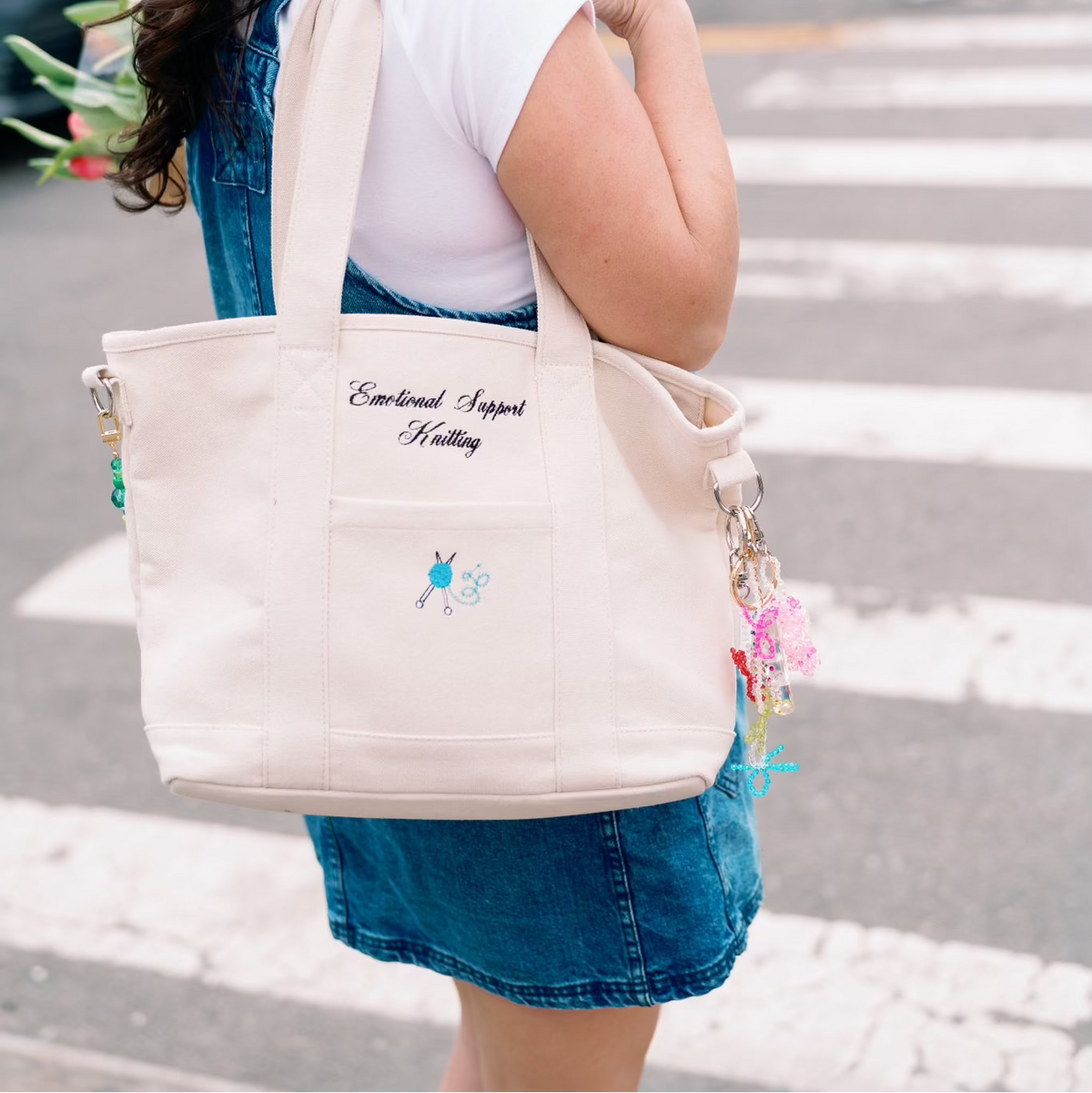 Personalized Canvas Icon Tote Bag with Removable Bow