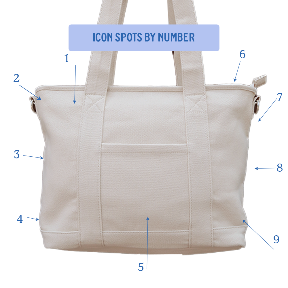 Personalized Canvas Icon Tote Bag with Removable Bow