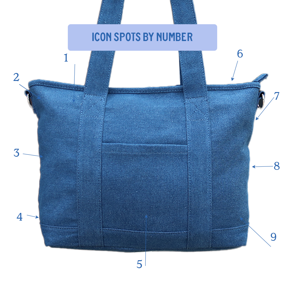 Personalized Denim Icon Tote Bag with Removable Bow