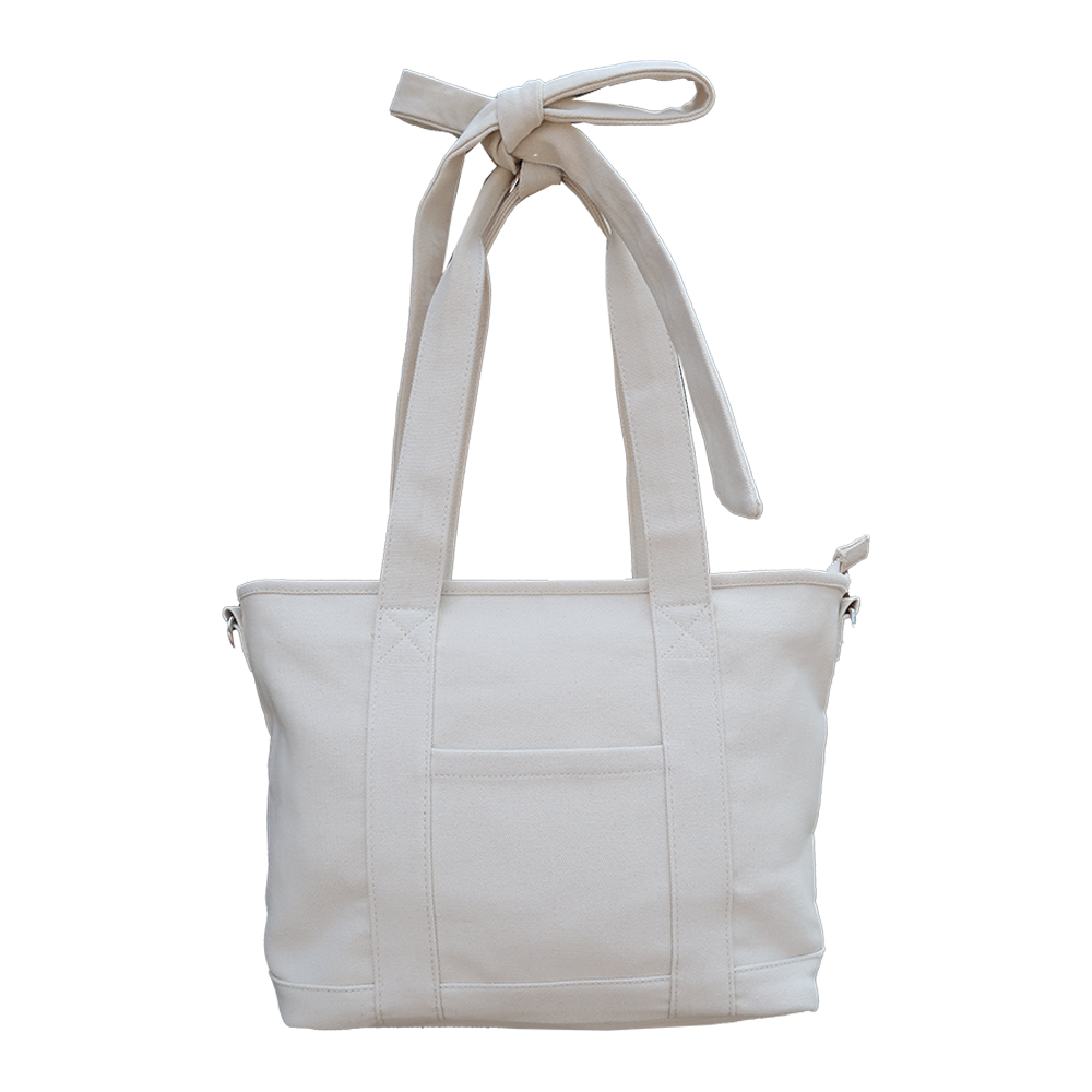 Personalized Canvas Icon Tote Bag with Removable Bow