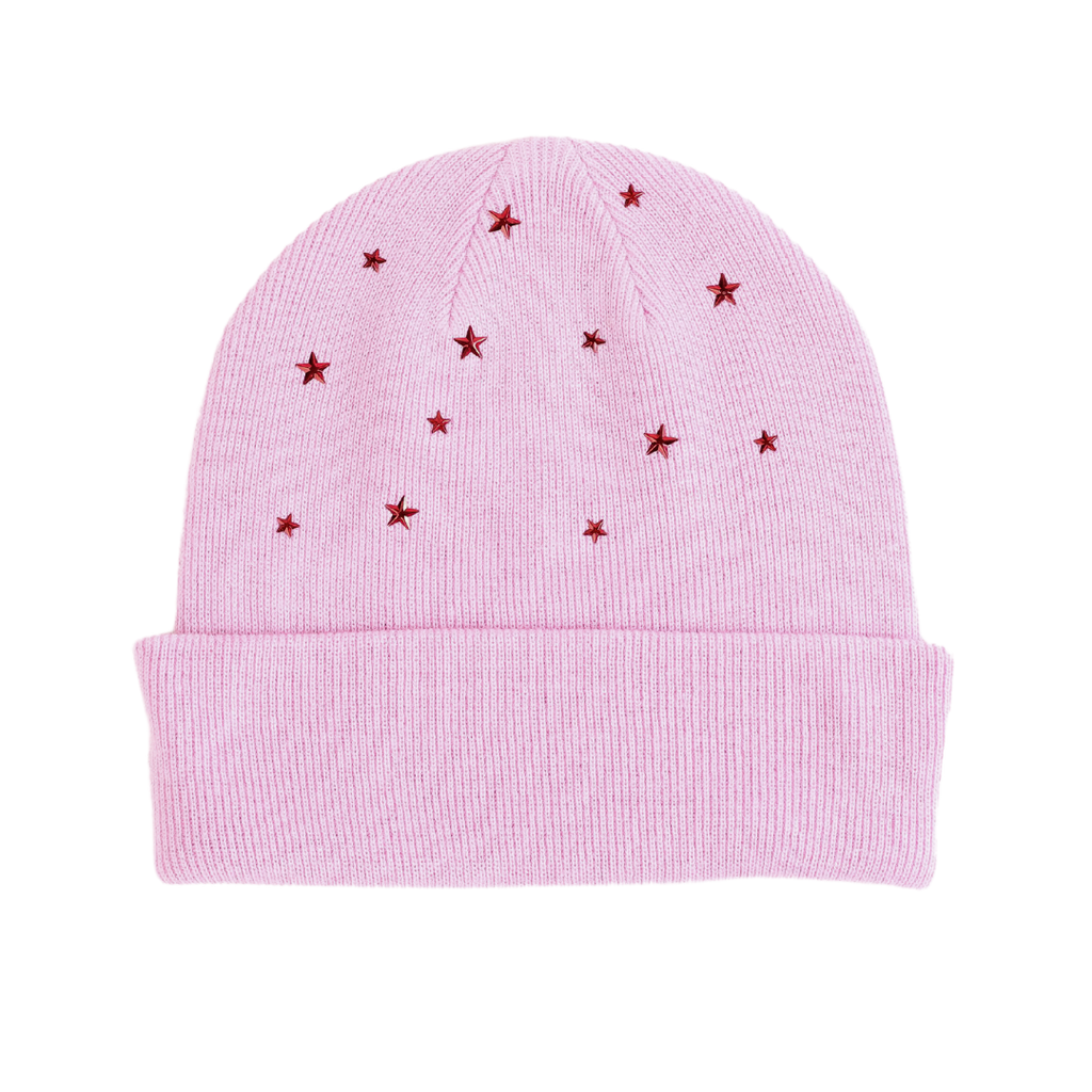 帽子 Holiday limited knit cap pink pink-red-rhinestone-beanie-