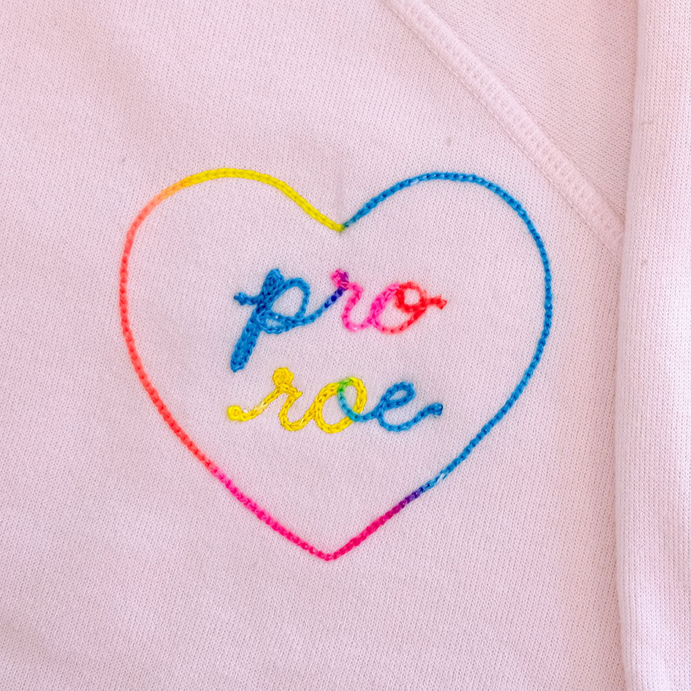Pro Roe Heart Embroidered Crew Neck Sweatshirt