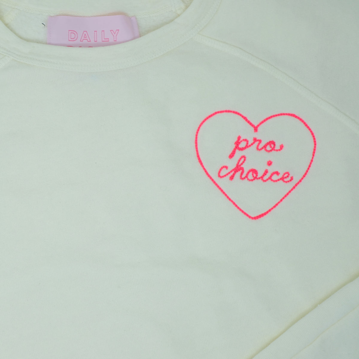 Pro Choice Heart Embroidered Crew Neck Sweatshirt