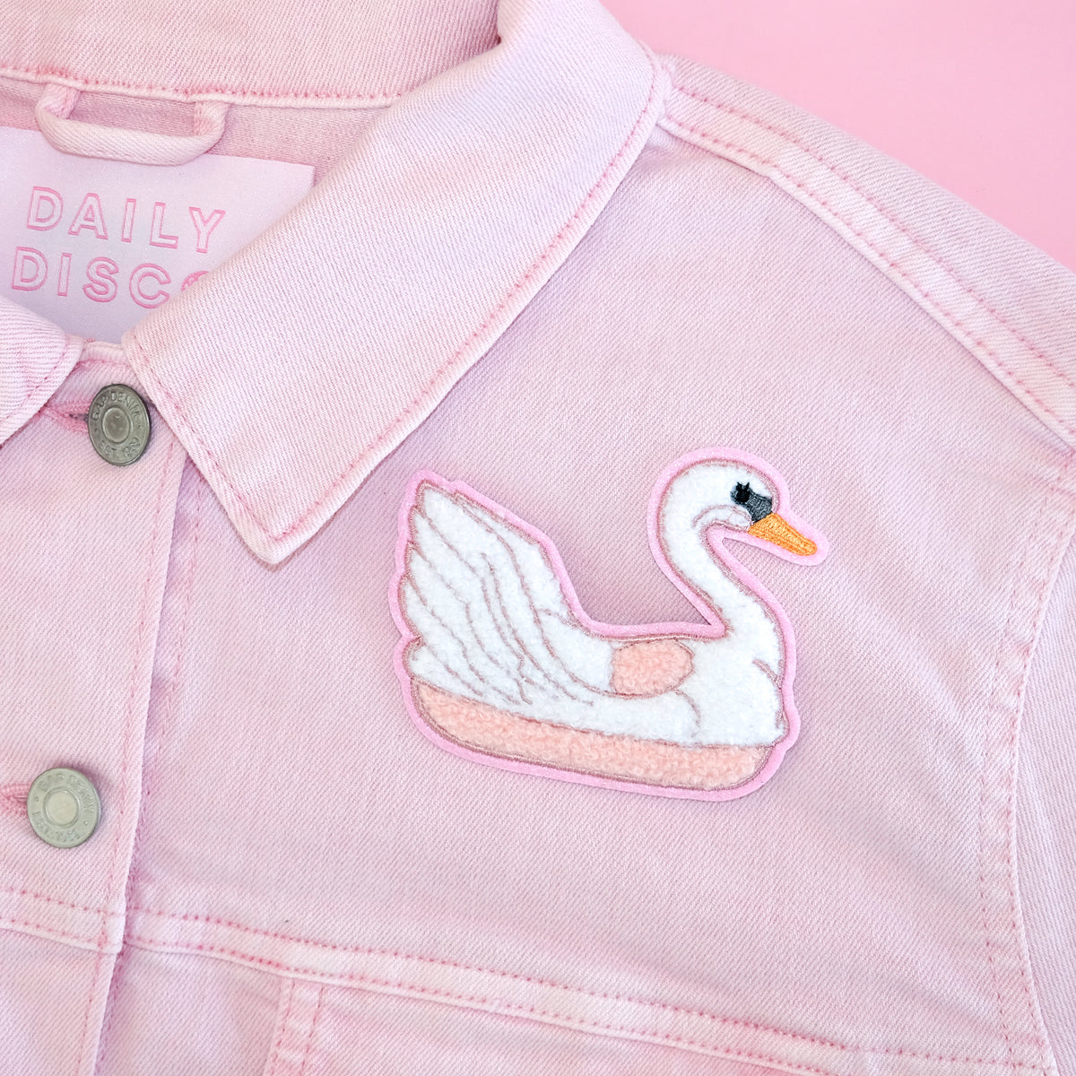 Swan Boat Pink Chenille Patch